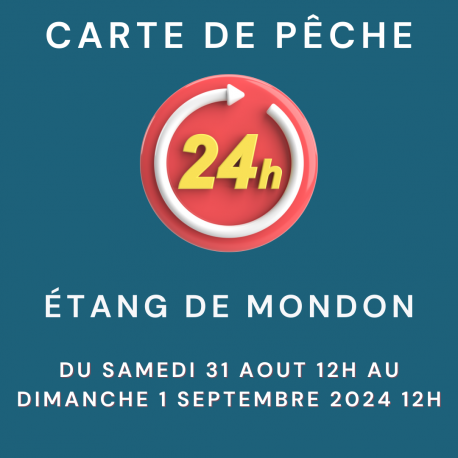 Carte de pêche 24 heures du 31/08 au 01/09/2024